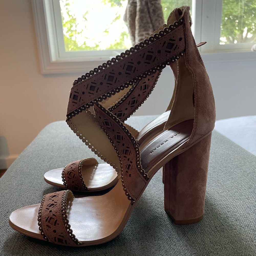Zara suede heeled sandals 38/ 7.5